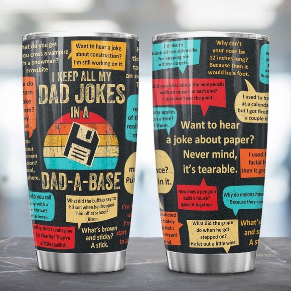 NIB “Dad Jokes” 20 Ounce Hot & Cold 20 Ounce Beverage Tumbler - Picture 2 of 6